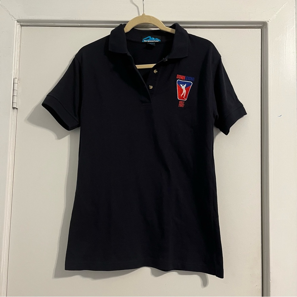 Y2K Navy Blue Golf Polo Shirt with Embroidered Logo women’s medium 2007 vintage